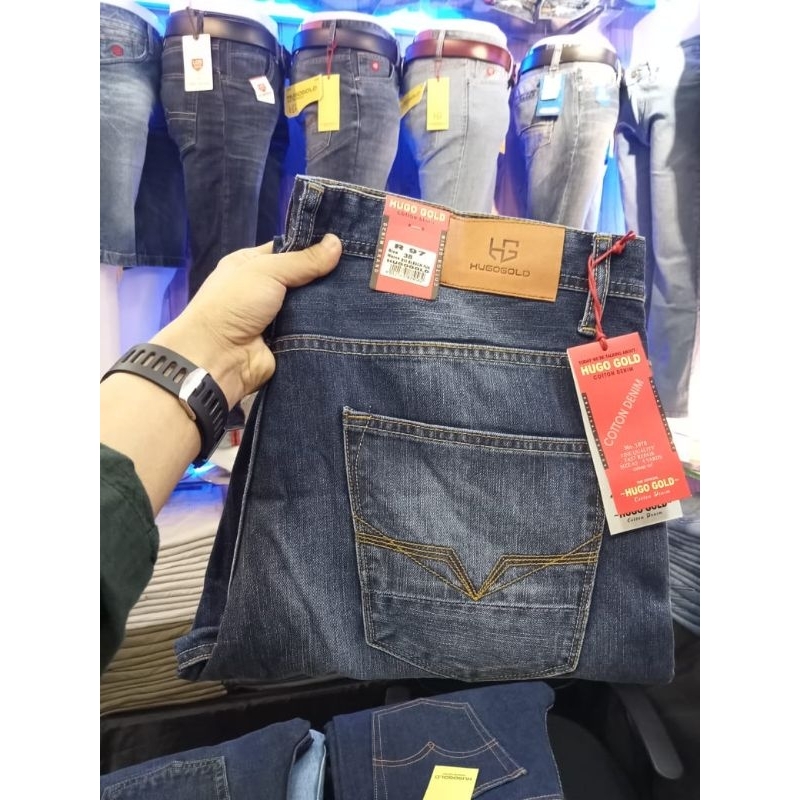 PROMO- celana panjang jeans pria standar HUGO GOLD premium // celana panjang pria standar distro // 