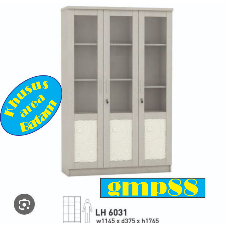 LEMARI RAK BUKU KACA 3 PINTU LH-9030 LH-6031 [ batam ]
