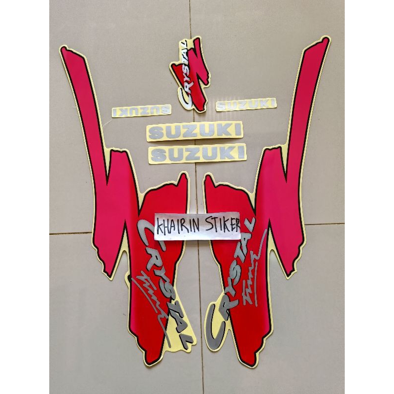 striping stiker Suzuki crystal 1994 94 hitam merah