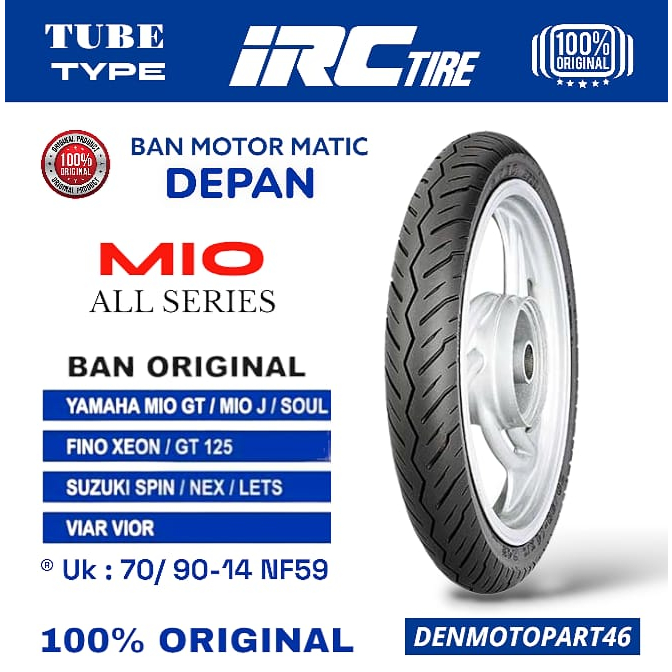 BAN LUAR MOTOR MATIC [ IRC ] NF59 70/90 RING 14 TUBE TYPE / NON TUBELESS DEPAN - MIO SMILE , SPORTY 