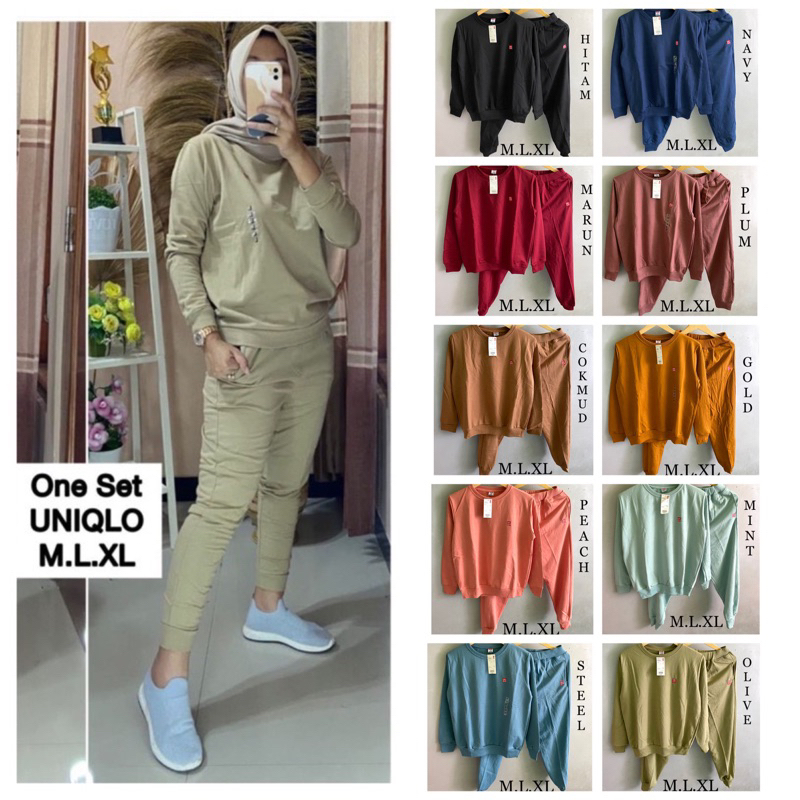 uniqlo one set olahraga training sweater wanita