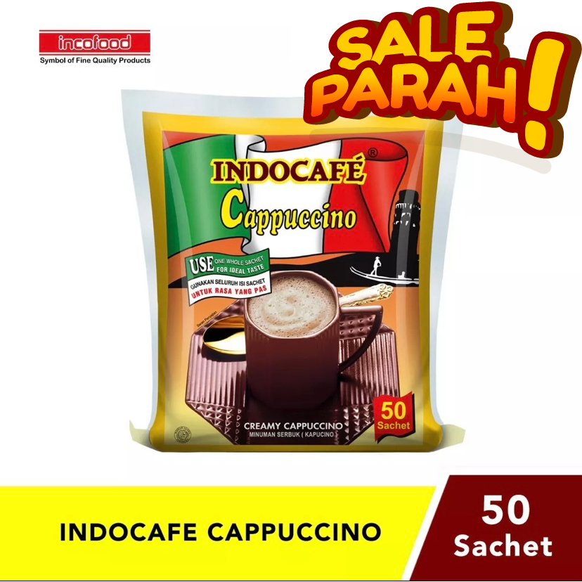 

Indocafe Cappucino 50sachet/ Cappucino Coffe Indocafe/ Minuman Cappucino 50sachet