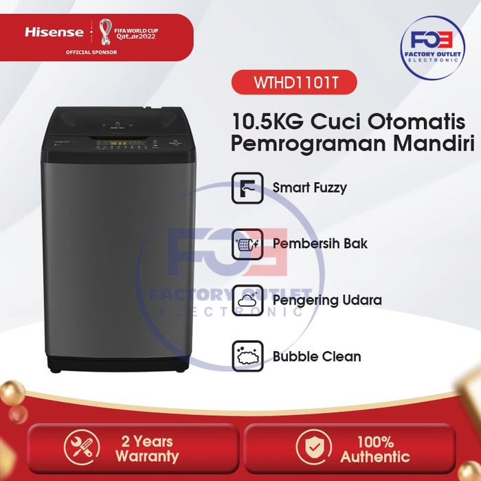 [ EKS - DISPLAY ]Hisense WTHD1101T MESIN CUCI SMART FUZZY TOP LOADING 10.5 kg JABODETABEK