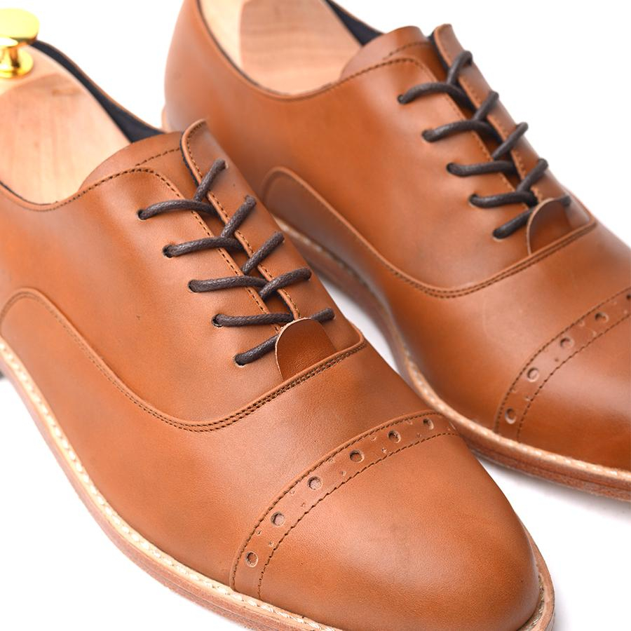 Sepatu Kulit Kerja Pria Portee Goods Oxford Captoe Calf Tan