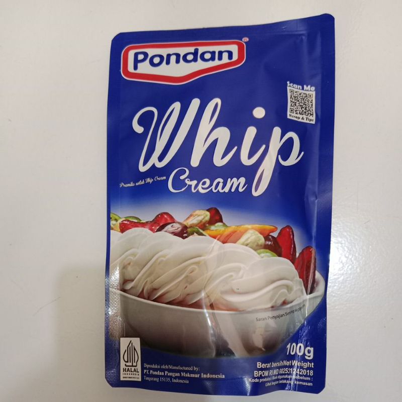 

PONDAN WHIP CREAM, cream bolu pouch 100gr