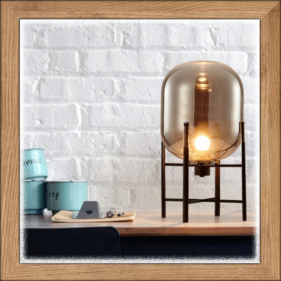 Lampu meja kantor kerja belajar kantor MINIMALIS MODERN CLEAR BROWN GLASS elegan kaca coklat bening 