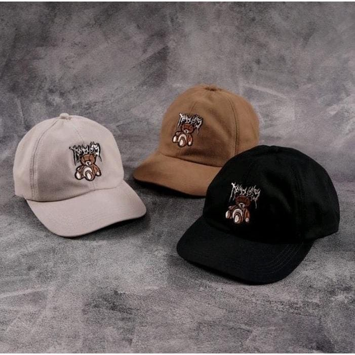New Arevall - Teddy Black Polo Cap Topi Tedy Bear