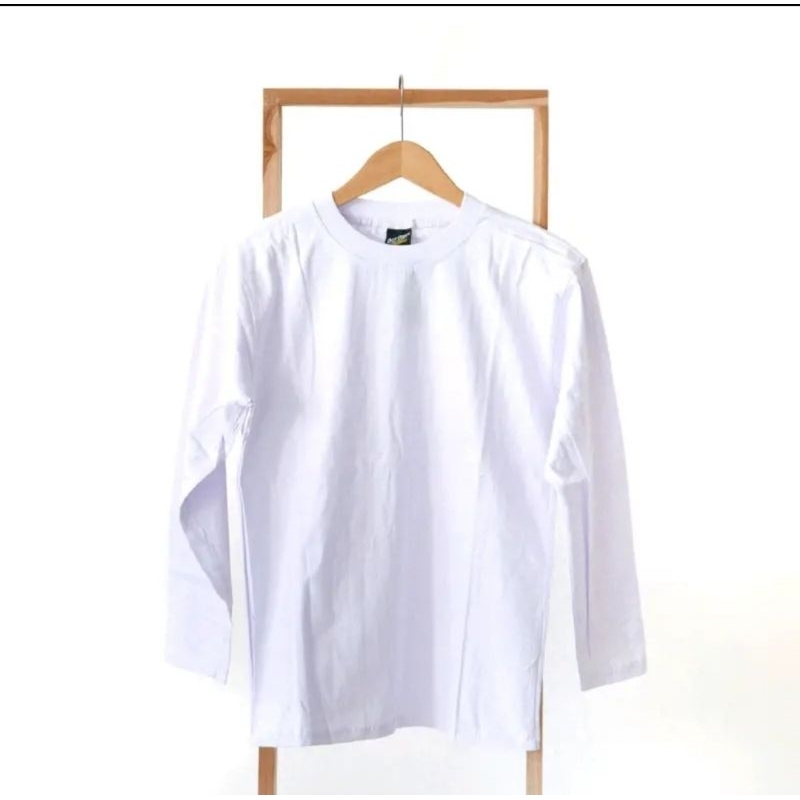 Kaos Pria Putih Polos Lengan Panjang 30s