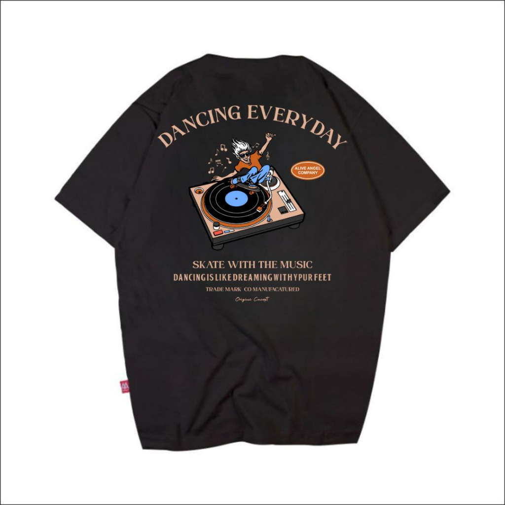 T-shirt kaos simple surfing Skate Dancing Power Dj kaos streetwear  baju katun hitam kaos musik pria