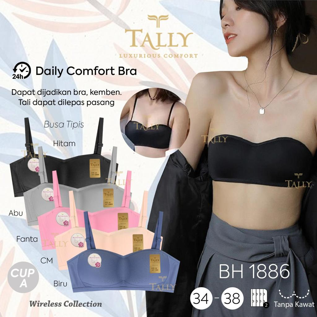 BH 1886 TALLY -Tally 1886 Bra BH Wanita Tanpa Kawat Berkait 2 Cup Setengah TALI BISA COPOT PASANG