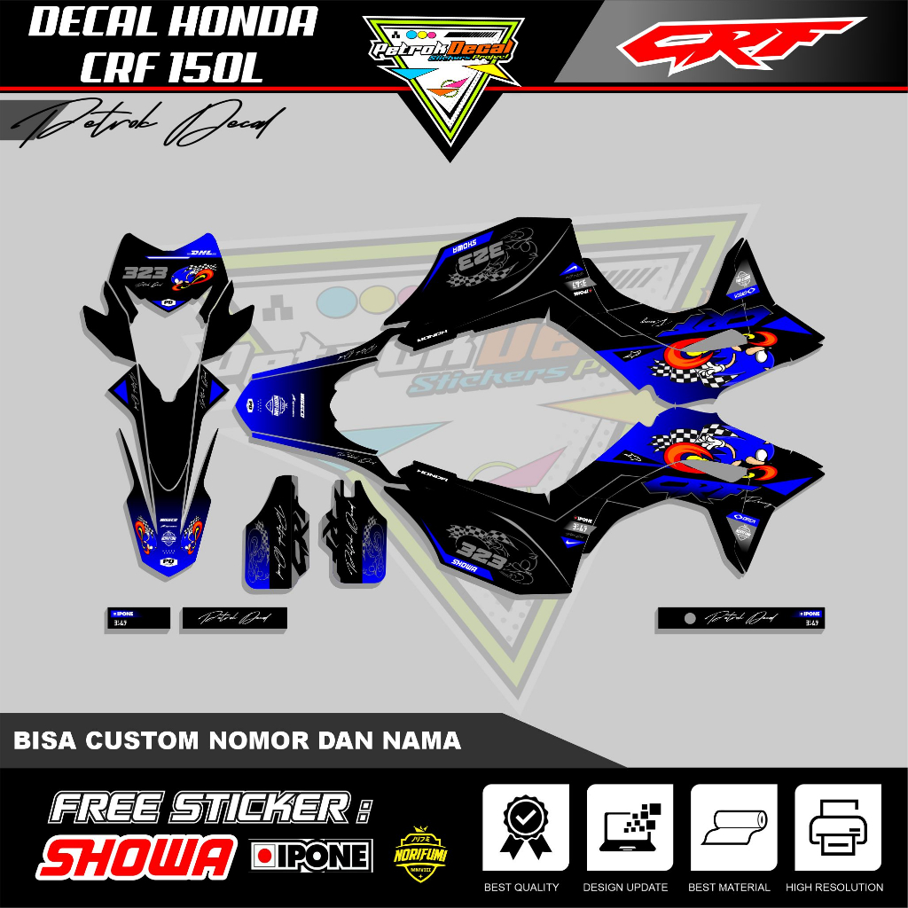 DECAL PREMIUM CRF 150 L /DECAL FULL BODY MOTOR CRF 150 L SUPER GLOSSY