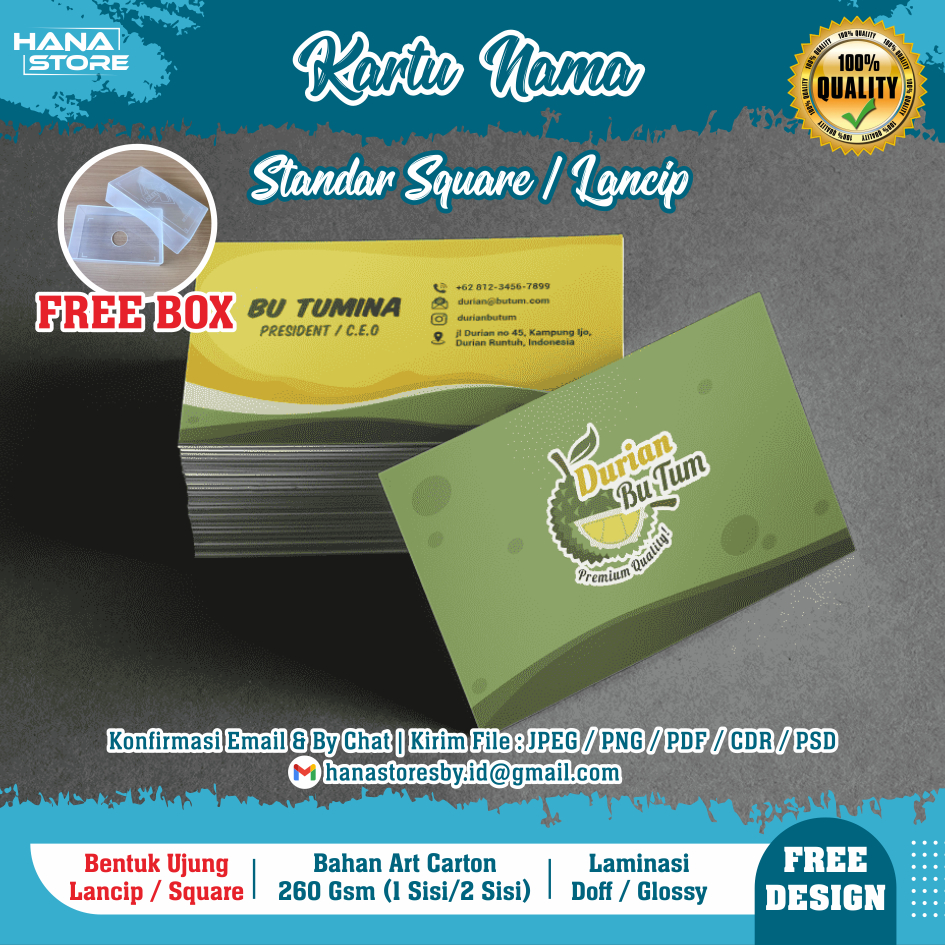 

(100 pcs) Cetak Murah Kartu Nama Standar | 1 / 2 Sisi ( Glossy / Doff / Non-Laminasi ) Name Tag Perusahaan / Kartu Nama Olshop / Kartu Nama Kantor Pekerjaan