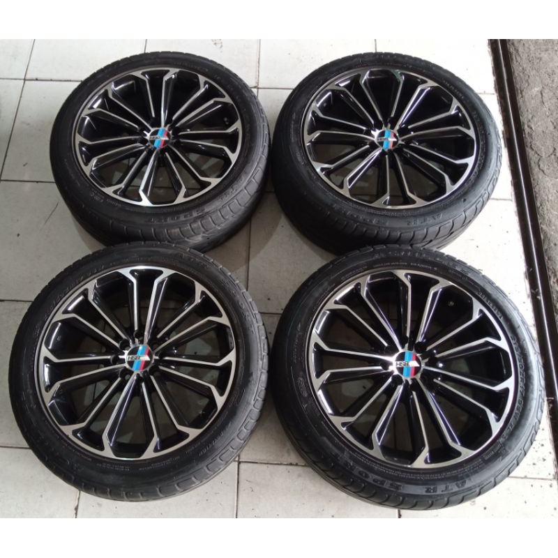 Velg Mobil Bekas Racing Toyota Ring 17 Pcd 4x100/114 + Ban Achilles 215 50 R17 Buat Avanza Raize Wul