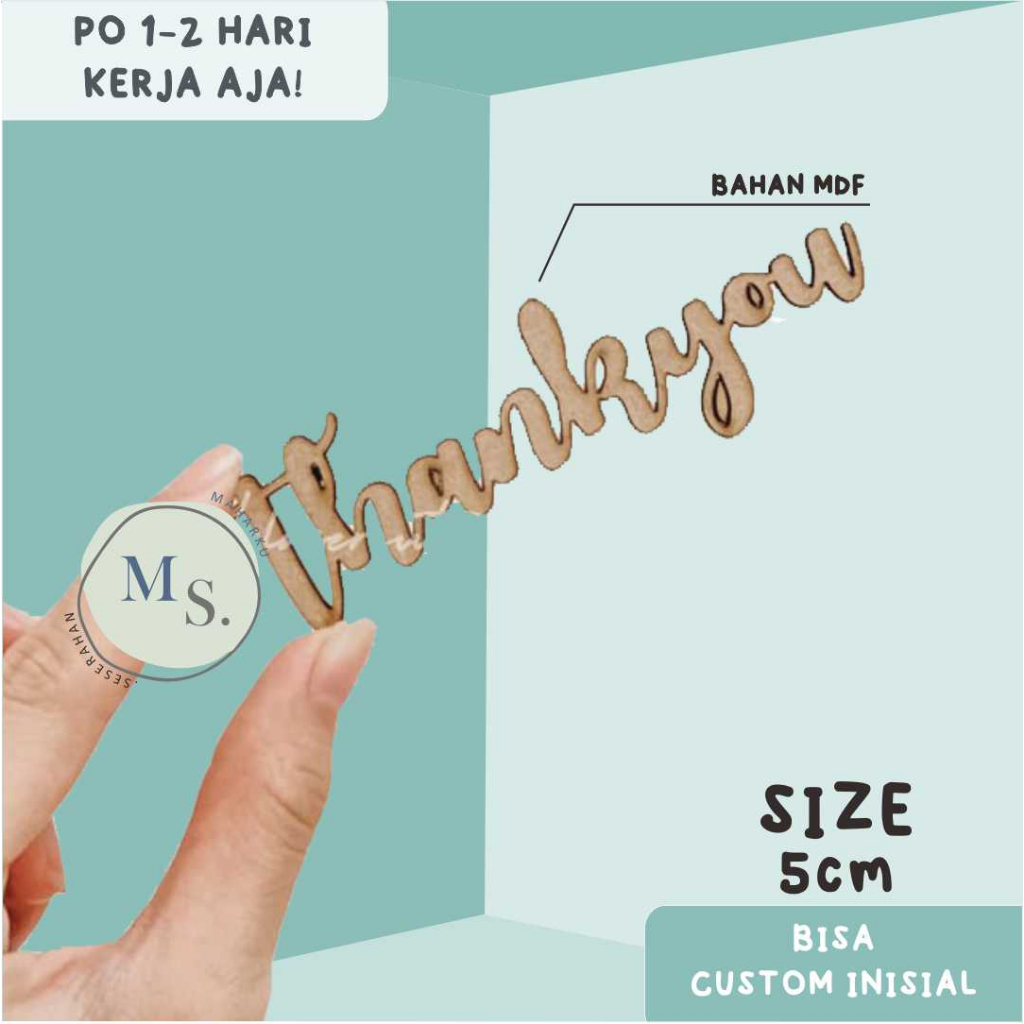READY STOCK Chipboard ThankYou Text Scrapbook Kayu MDF / Plywood Dekorasi Kado THANKYOU TAG TANDA TE