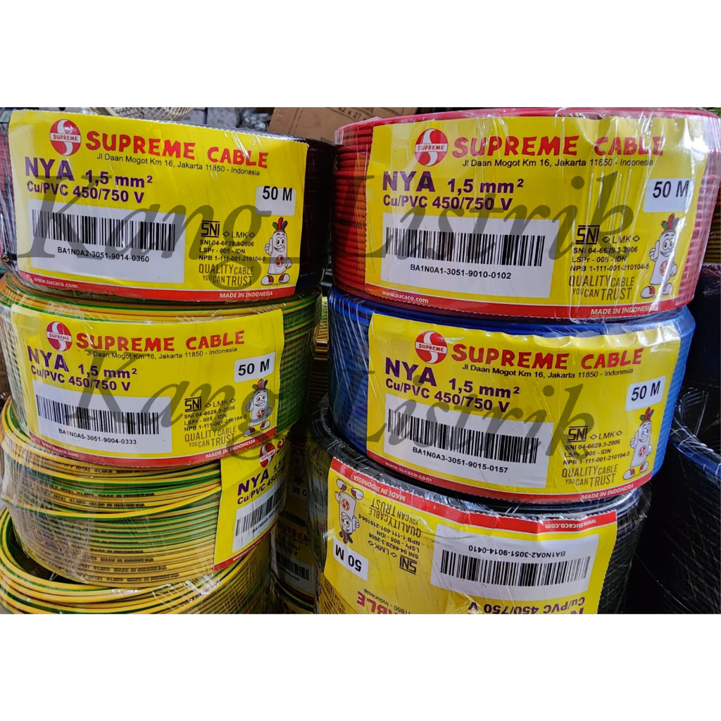 Kabel Tunggal Supreme / Kabel NYA Supreme 1x1.5mm - 50Meter