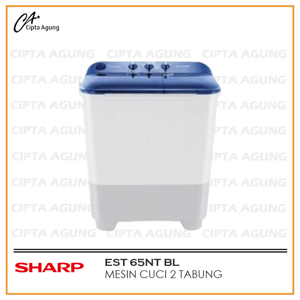 MESIN CUCI 2 TABUNG 6.5 KG SHARP ES-T65NT BL ES T65NT EST 65 NT BL [BDG]