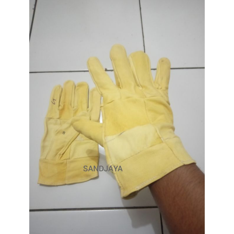 Sarung tangan kulit las Argon / Gloves Argon kuning las welding