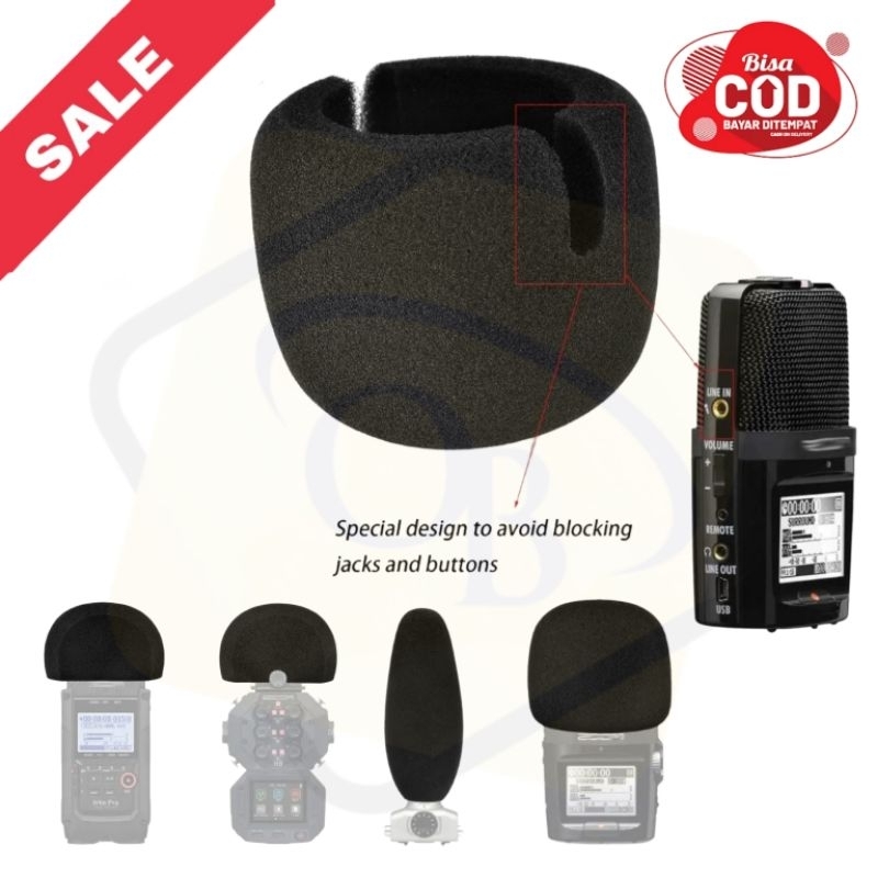 Busa mic Zoom H1 H1N H4 H5 H6 H8 H4n Pro Handy recorder - foam sponge busa mic tebal recorder high q