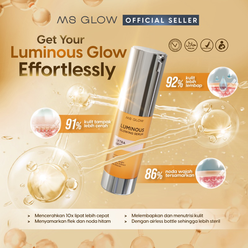 Serum Luminous /serum mencerahkan kulit/ serum untuk flek hitam ringan Ms Glow free gift