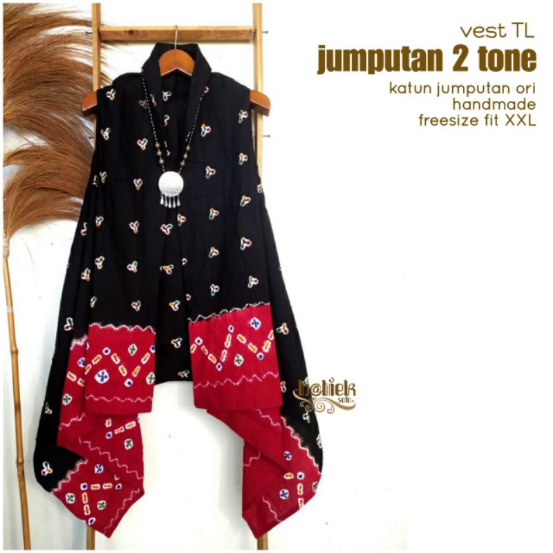 Outer batik tanpa lengan jumputan