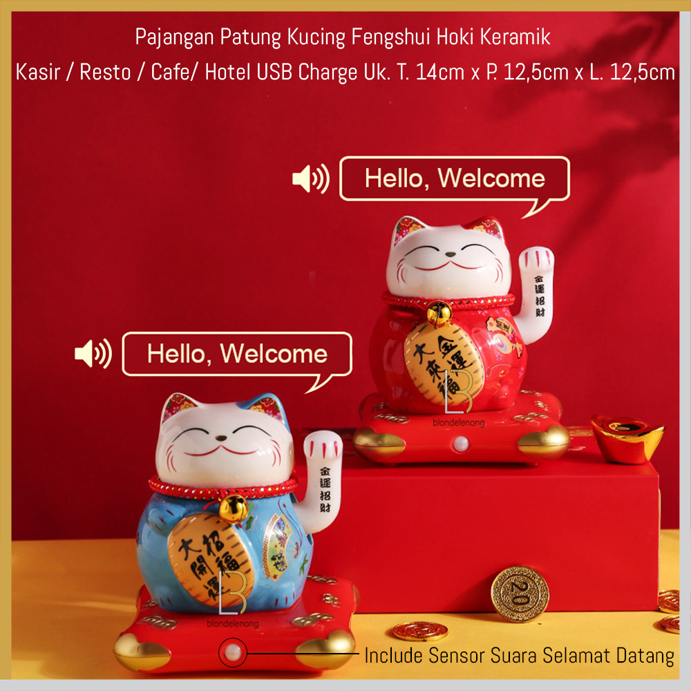 Patung Pajangan Boneka Hiasan Kucing Hoki Rejeki Rezeki Maneki Neko Maneko Neki Lucky Fortune Cat Ke