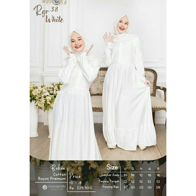 BAJU GAMIS REMAJA RGR 38 WHITE BY RAUNA