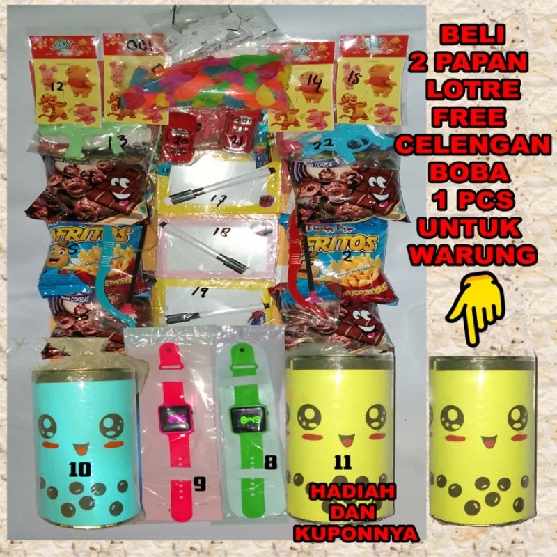 Mainan Lotre isi 100 Kupon Berhadiah Celengan dan Jam Tangan