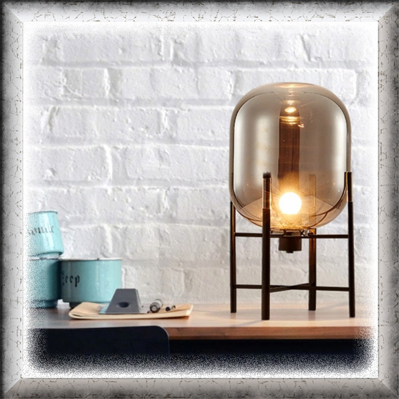 Lampu hias meja kantor kerja belajar kantor MINIMALIS MODERN CLEAR BROWN GLASS elegan kaca coklat be