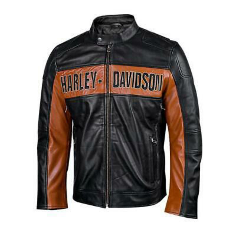 jaket kulit domba bordir Harley Davidson
