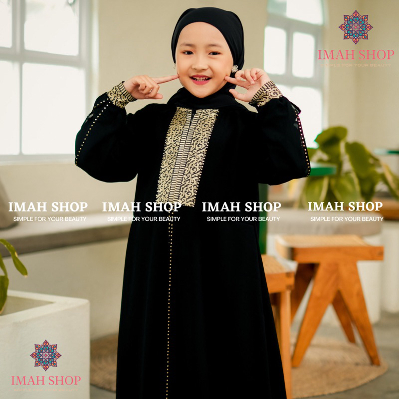 Abaya Gamis Anak Perempuan Maxi Dress Arab Saudi Bordir Zephy Turki Umroh Dubai 225 Turkey India Wanita Hitamjo 78 Gold Kids By Imah Shop