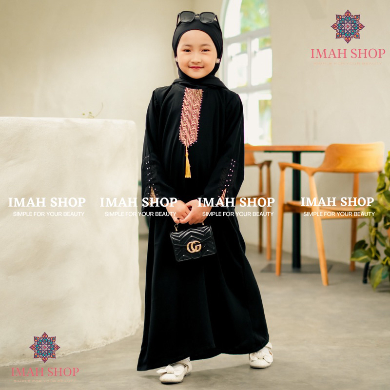 Abaya Gamis Anak Perempuan Maxi Dress Arab Saudi Bordir Zephy Turki Umroh Dubai Turkey India Wanita Hitamjo Haidy Kids By Imah Shop