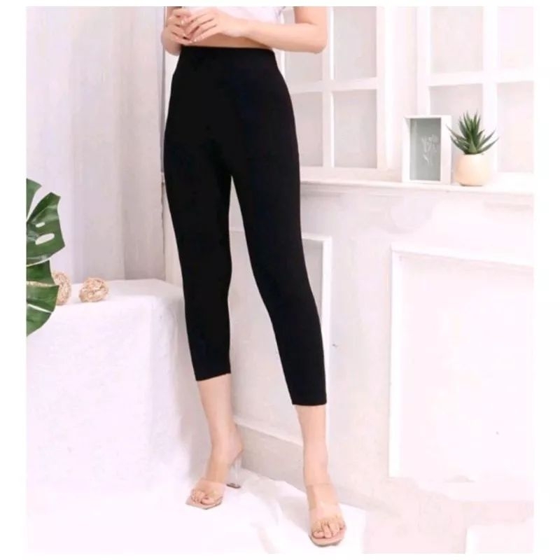 CELANA LEGGING HW SUPER JUMBO TEBAL 7/8 IMPORT/LEGGING WANITA HIGHWAIST 7/8 POLOS IMPORT TEBAL