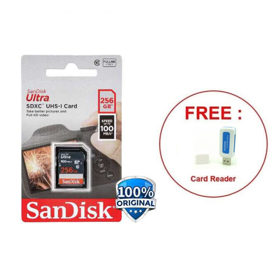 Sandisk SDXC Ultra - Memory Card Kamera 256GB 100MB - Canon Nikon Sony
