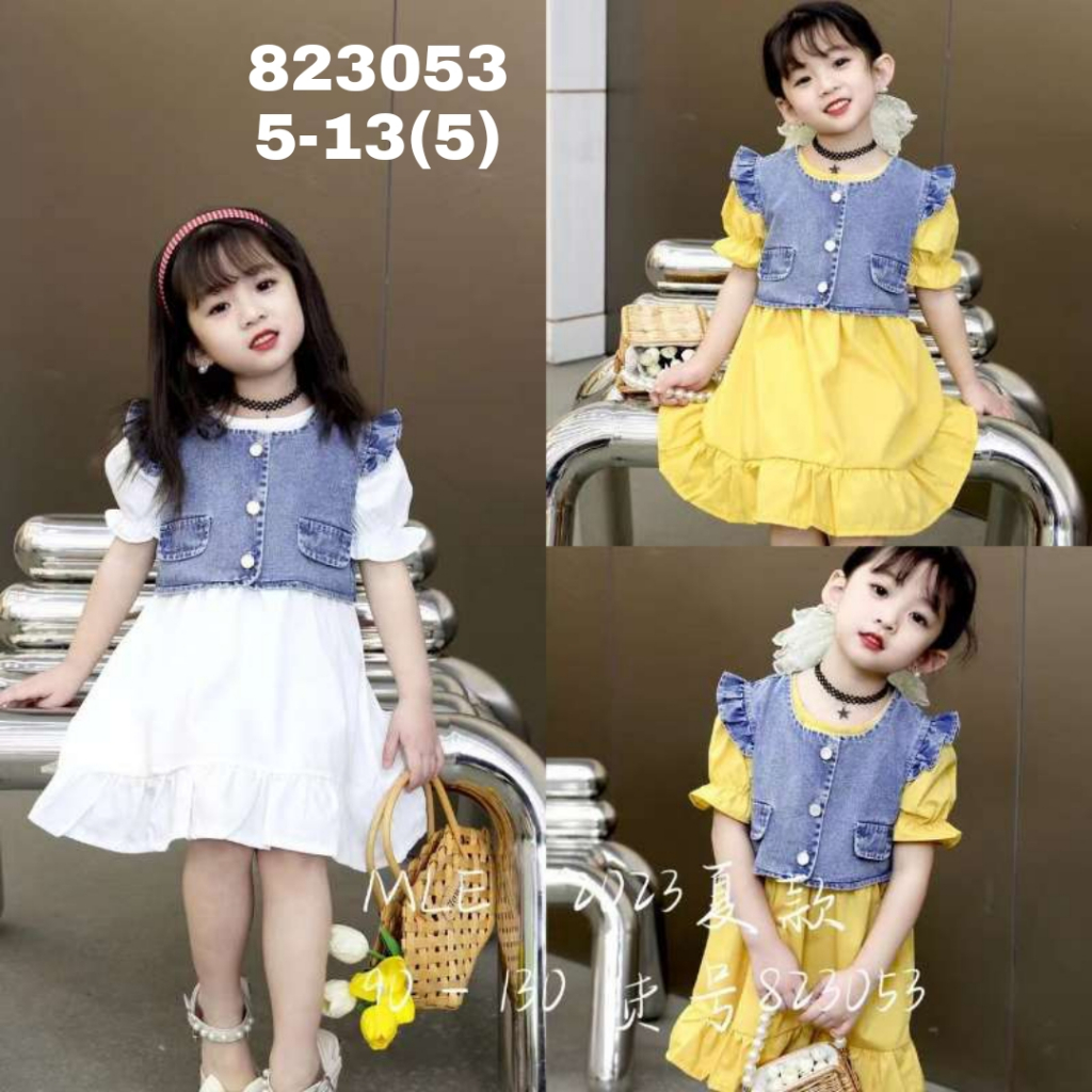 Dress Katun Rompi jeans import anak cewek 2-5 tahun