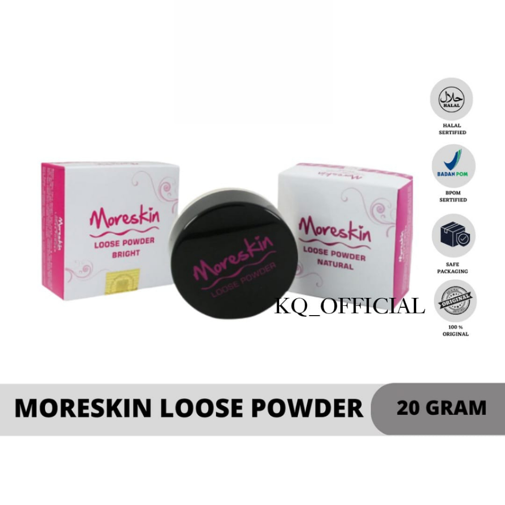 MORESKIN LOOSE POWDER - NATURAL - BRIGHT - MELELMBABKAN KULIT - MEMBANTU MENYAMARKAN NODA HITAM WAJA
