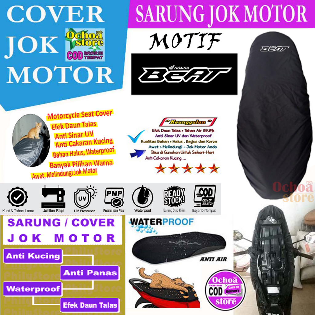 Cover seat / Sarung Jok Motor Anti kucing & Air Cover Jok Murah Honda Beat Vario 110 Fi CBS Techno C