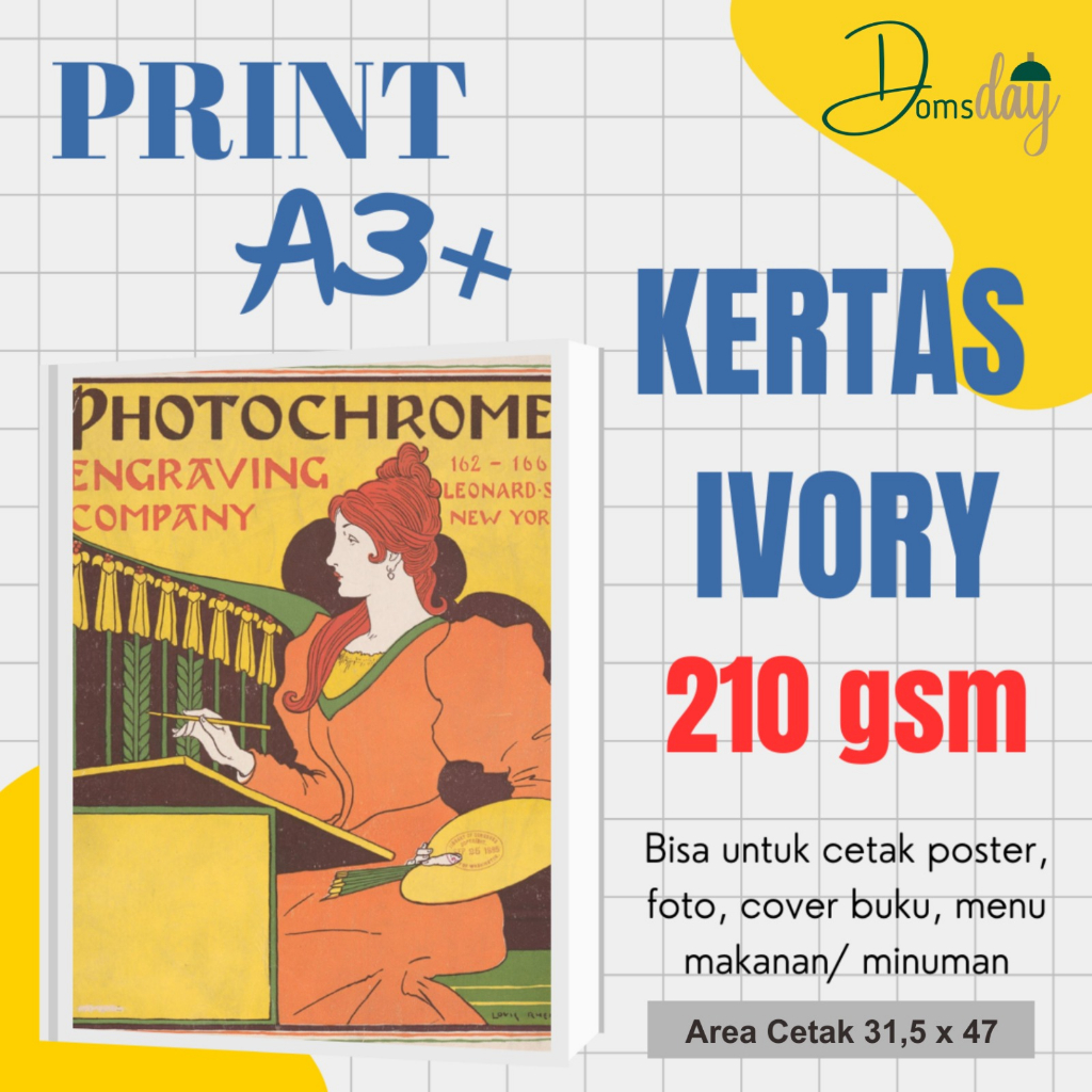 

[MURAH] PRINT KERTAS IVORY 210 GSM A3+ | CETAK 1 SISI DAN 2 SISI + LAMINASI