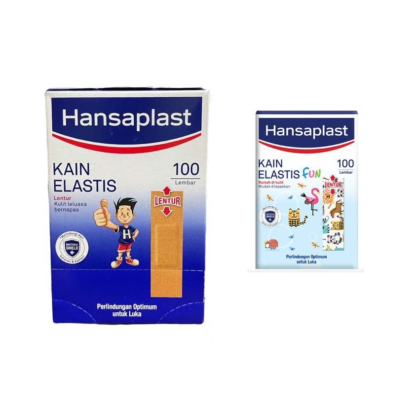 { PerBox isi 100 } Hansaplast Plester Kain Elastis Lentur isi 100pcs (Hansaplast Polos / Hansaplast 