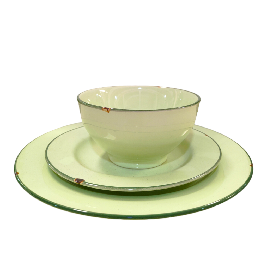 Set Piring dan Mangkok Makan Keramik Cantik Estetik - Vimala Green
