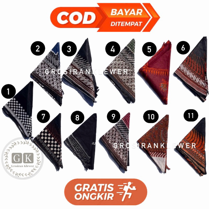 Iket Segitiga / iket segitiga jawa / iket udeng segitiga banyak motif / slayer batik / udeng batik