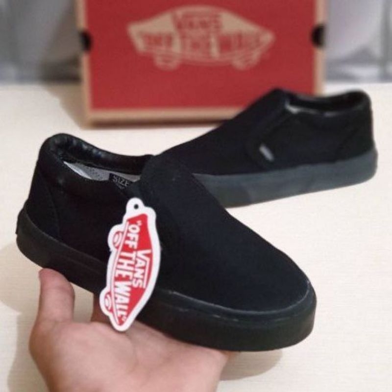 Premium Sepatu Vans Slip-on Hitam / Sepatu Sekolah Anak Laki Laki Perempuan / Sepatu Sneakers Anak H