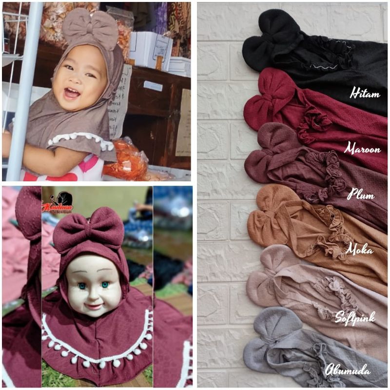 Hijab Anak lucu - Hijab Bayi pita lucu - Kerudung bayi pita lucu