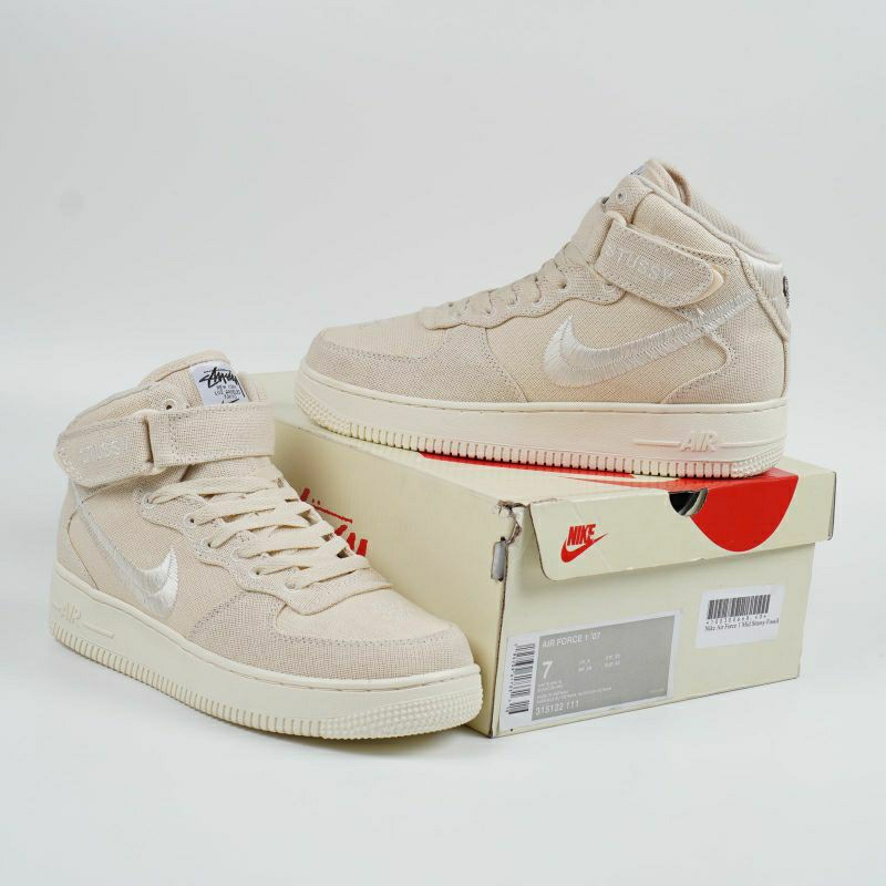 Sepatu Nike Air Force 1 Mid Stussy Fossil