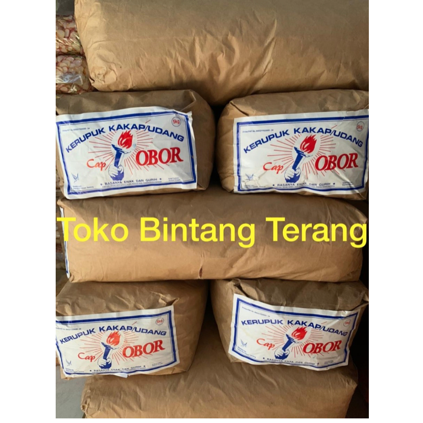 

[Kargo] Kerupuk Kakap Udang Cap Obor Asli No 1 per 1 bal ball dus 5 kg / Krupuk Merah Oren Seblak Grosir Mentah