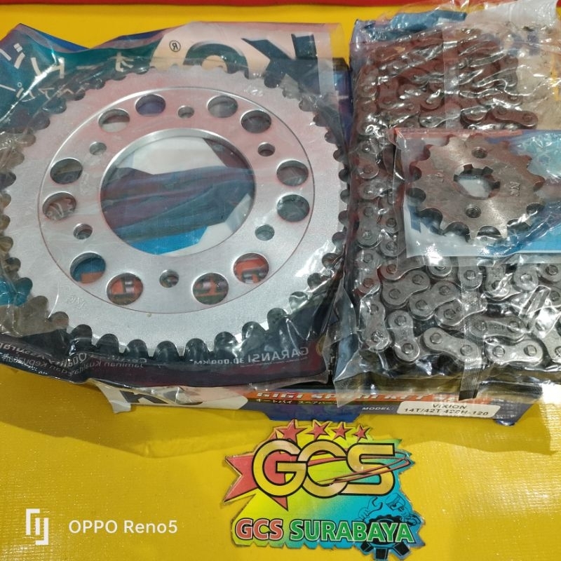gear set,ger set, rantai gir paket full set Vixion old,Vixion lama 2007-2012 KC