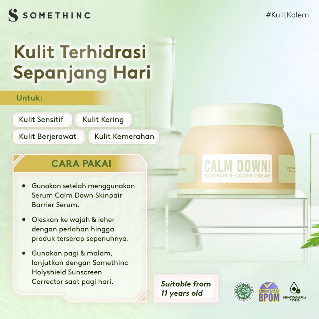 SOMETHINC Calm Down! Skinpair R-Cover Cream - (Madagascar Centella Asiatica, Skin Barrier, Kulit Sensitif, Kulit Iritasi)