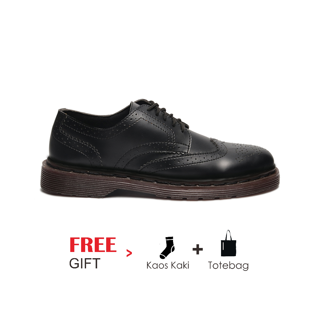 Sepatu Docmart Pria Warna Hitam Darma Wingtip Series Original
