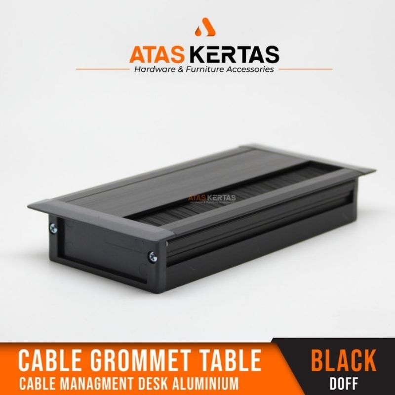 RB Best - Gromet Meja - Grommet Tutup Lubang Kabel Meja Kantor - Gromet Kabel Meja Aluminium Hitam