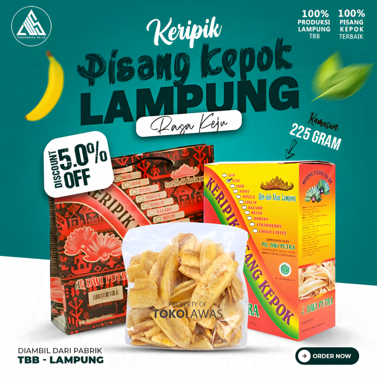 

Keripik pisang kepok asli khas oleh oleh lampung rasa keju dwi putra aneka rasa 225 gr