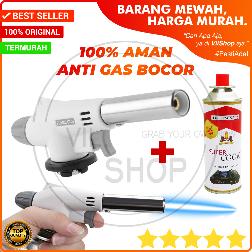 GAS TORCH + GAS / KOMPOR TEMBAK / FIRE FLAME GUN BLOW TORCH / FIRE BIRD TORCH BURNER LAS BLENDER KEP